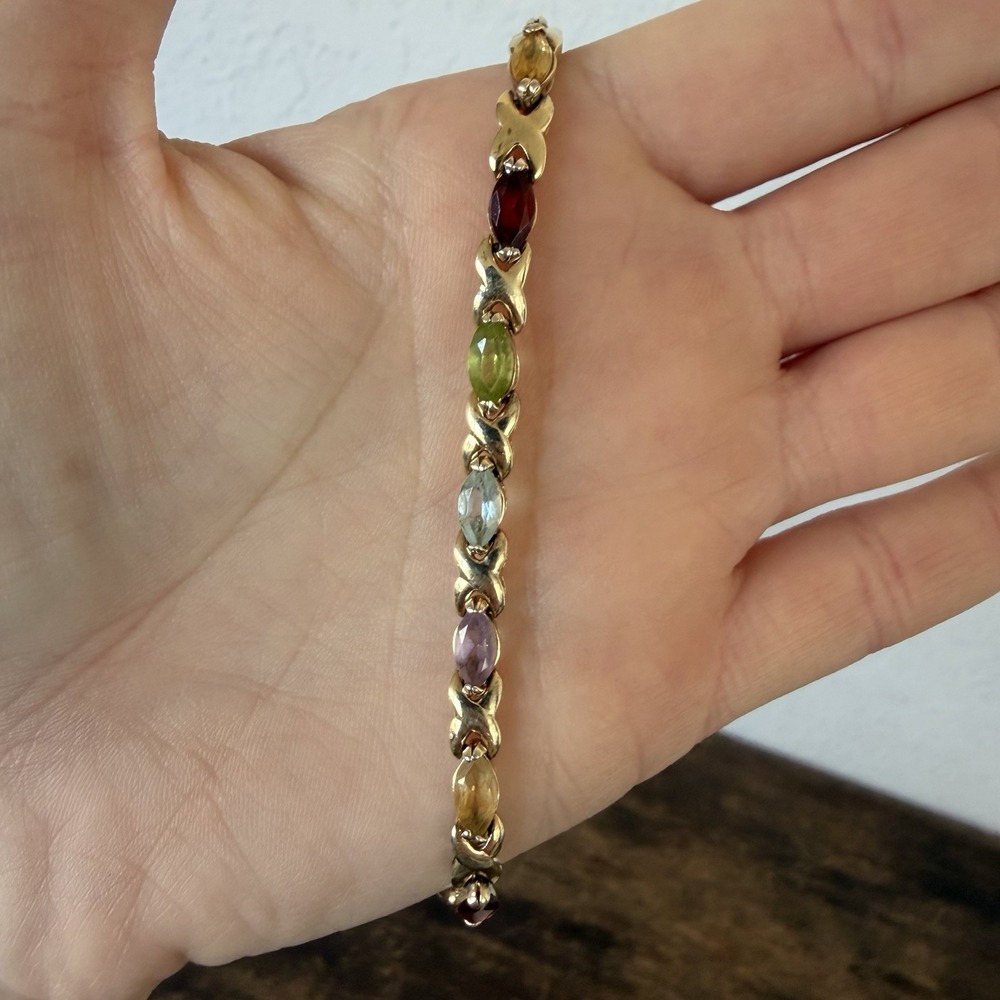 Estate Multicolor Gemstone and Gold Bracelet